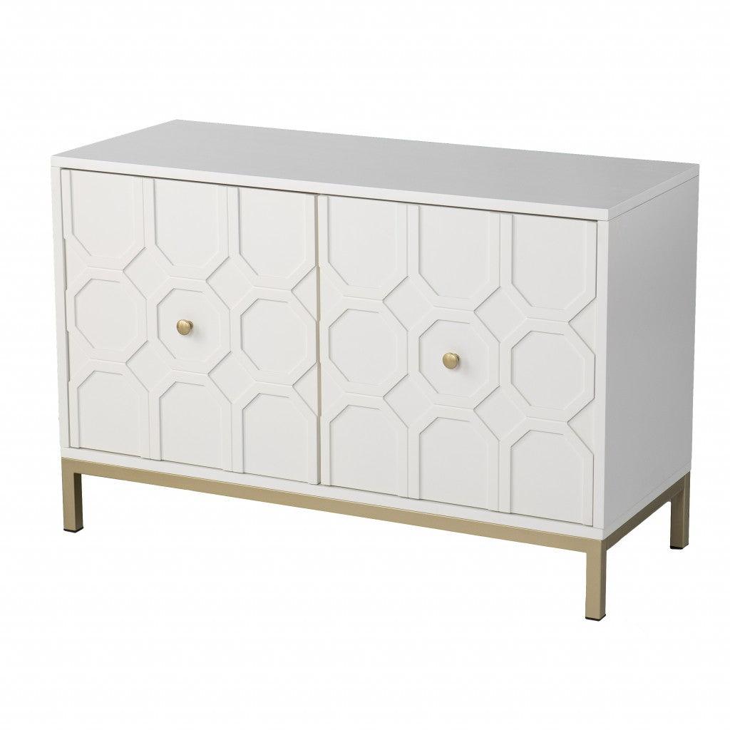 White and Gold Moroccan Dynasty Two Door Accent Cabinet - AFS