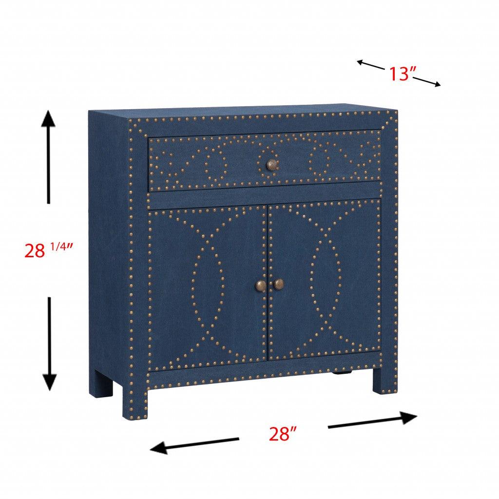 Navy and Brass Nailhead Accent Storage Cabinet - AFS