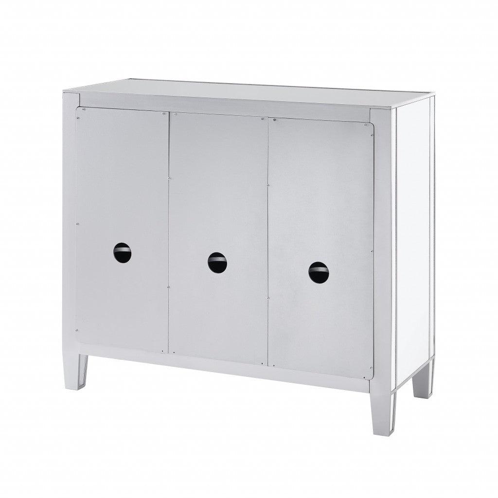 Glamorous Mirrored Bling Three Door Accent Cabinet - AFS