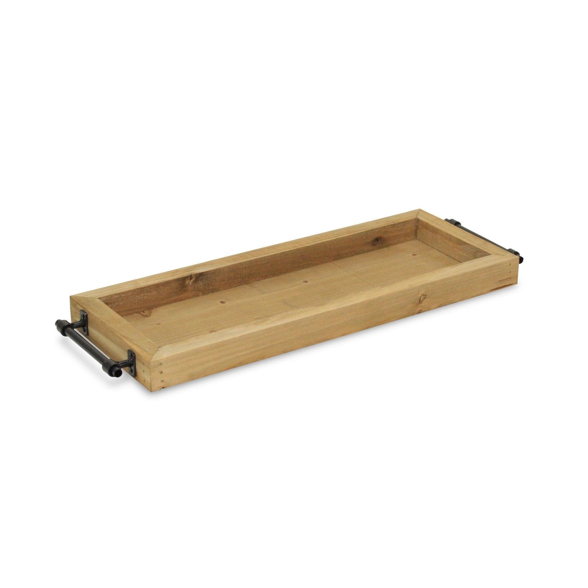 Long Wood Tray with Metal Handles - AFS