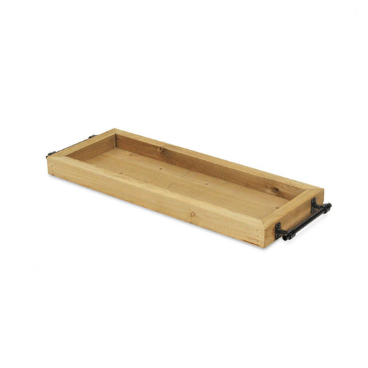 Long Wood Tray with Metal Handles - AFS