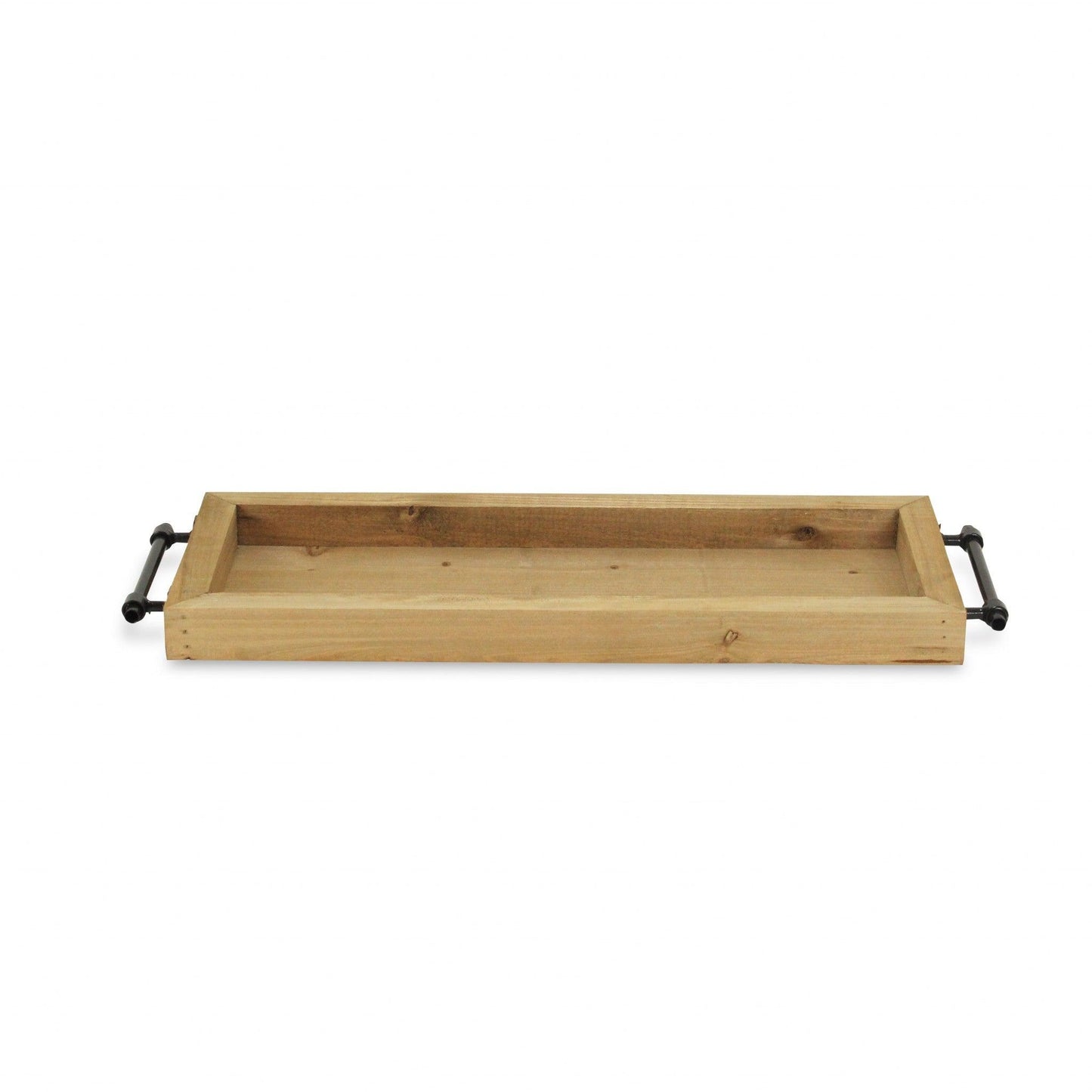 Long Wood Tray with Metal Handles - AFS