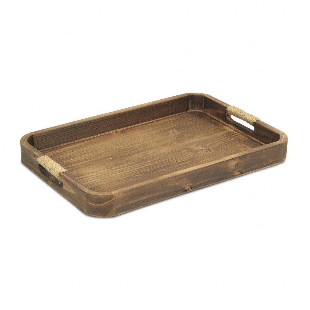 Natural Dark Brown Curved Wood Tray - AFS