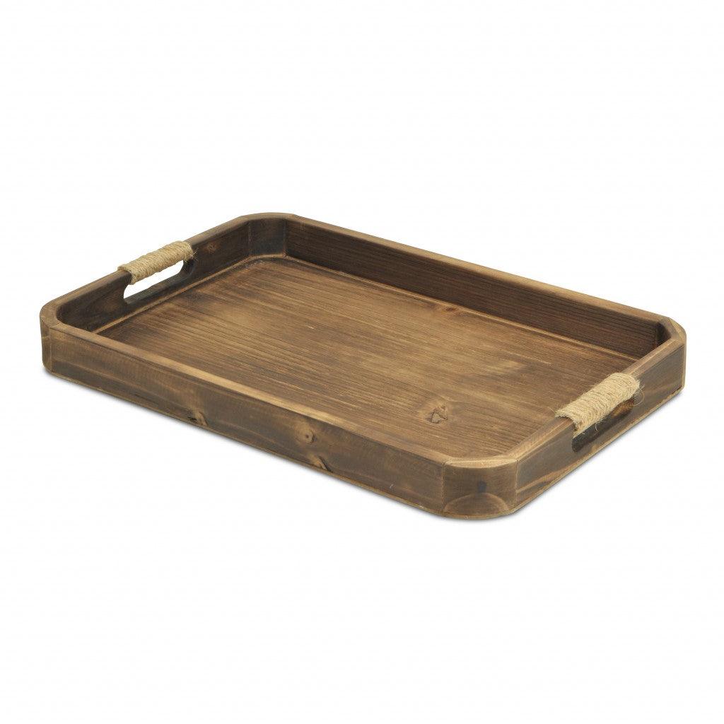 Natural Dark Brown Curved Wood Tray - AFS