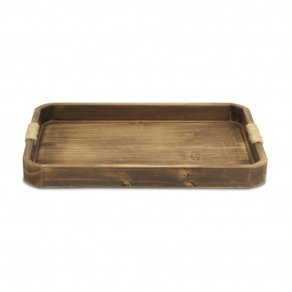 Natural Dark Brown Curved Wood Tray - AFS