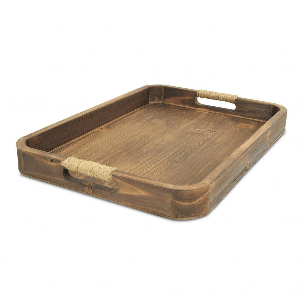 Natural Dark Brown Curved Wood Tray - AFS