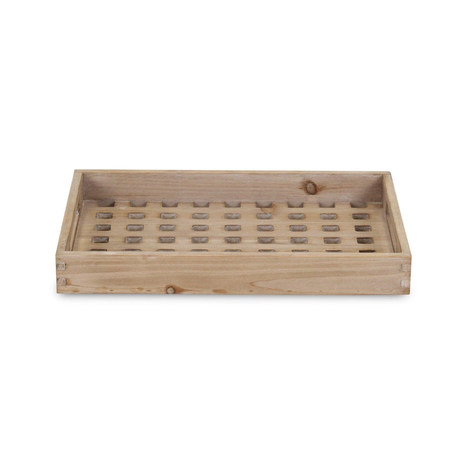 Brown Wood Grid Pattern Tray - AFS