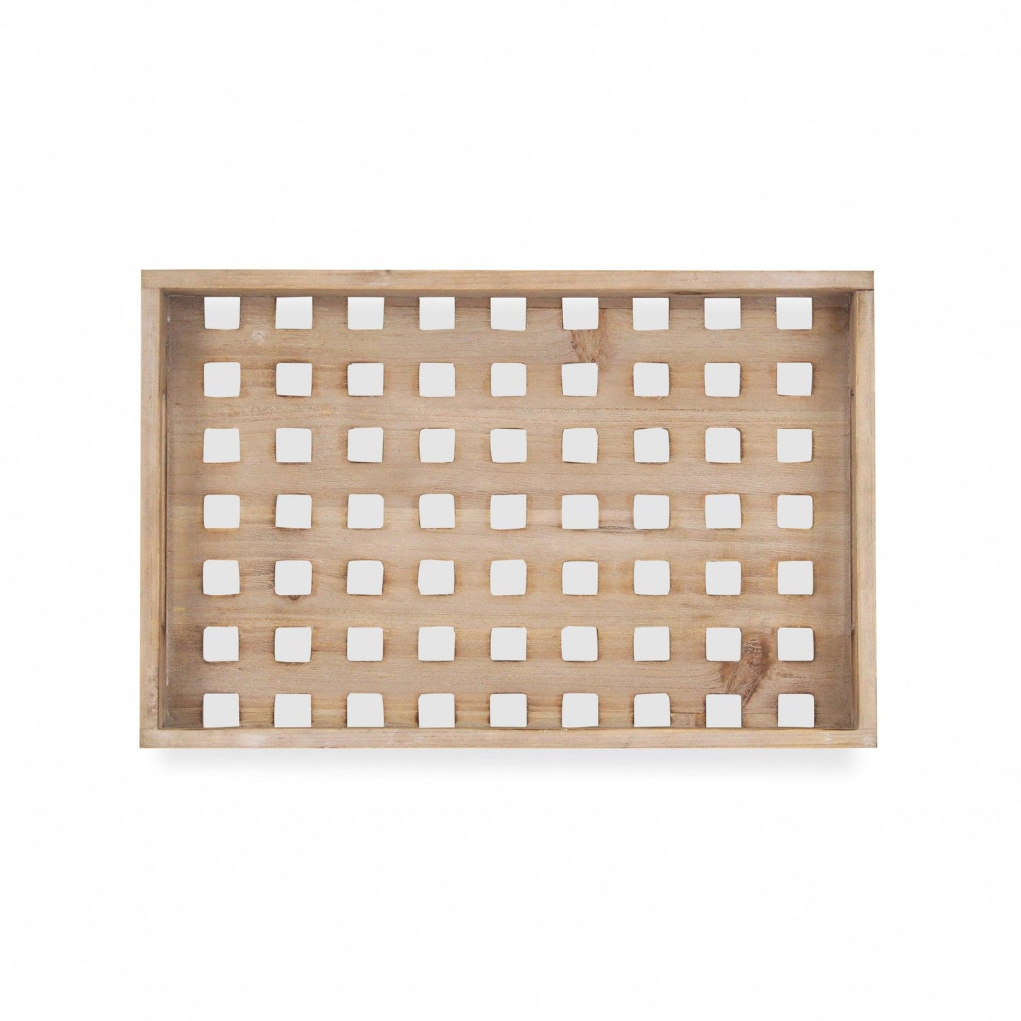 Brown Wood Grid Pattern Tray - AFS