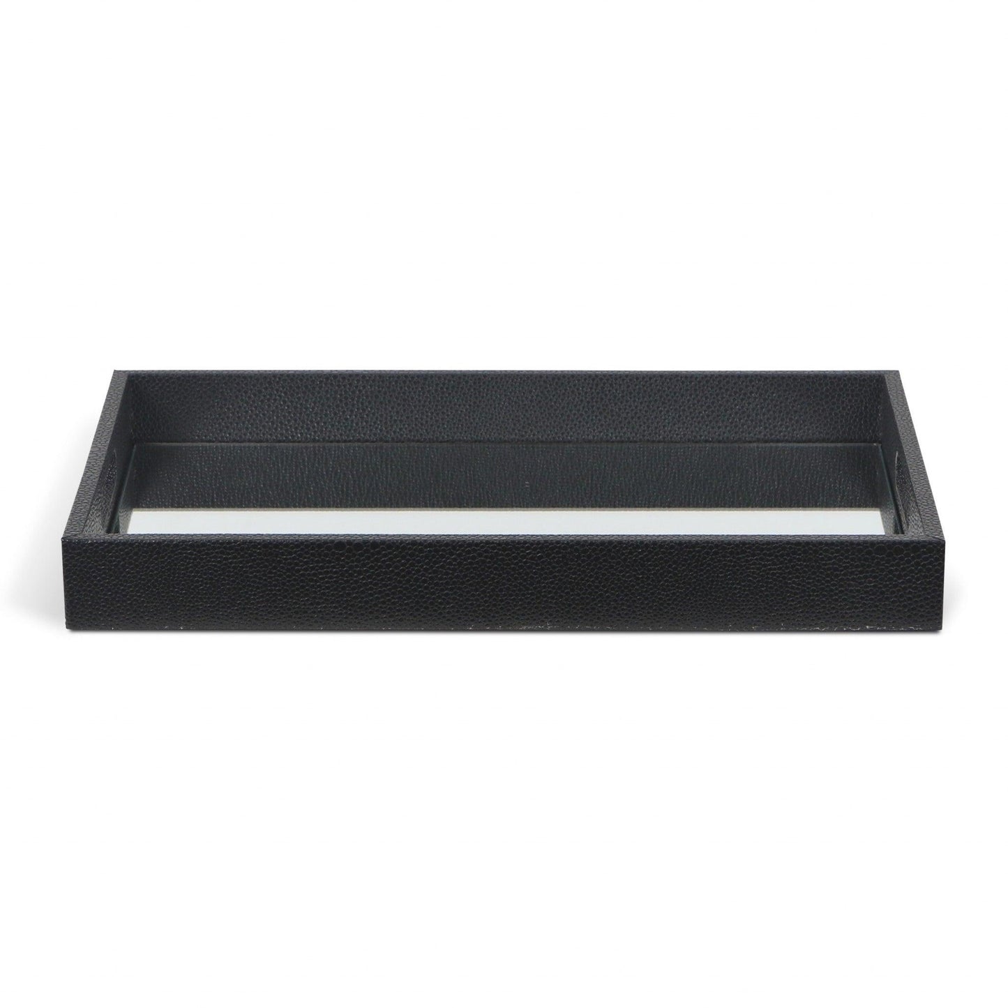 Black Shagreen Tray with Beveled Mirror - AFS