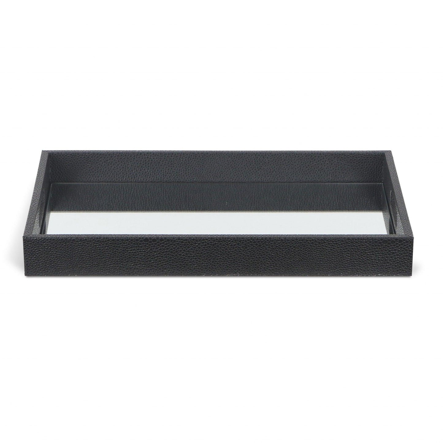 Black Shagreen Tray with Beveled Mirror - AFS