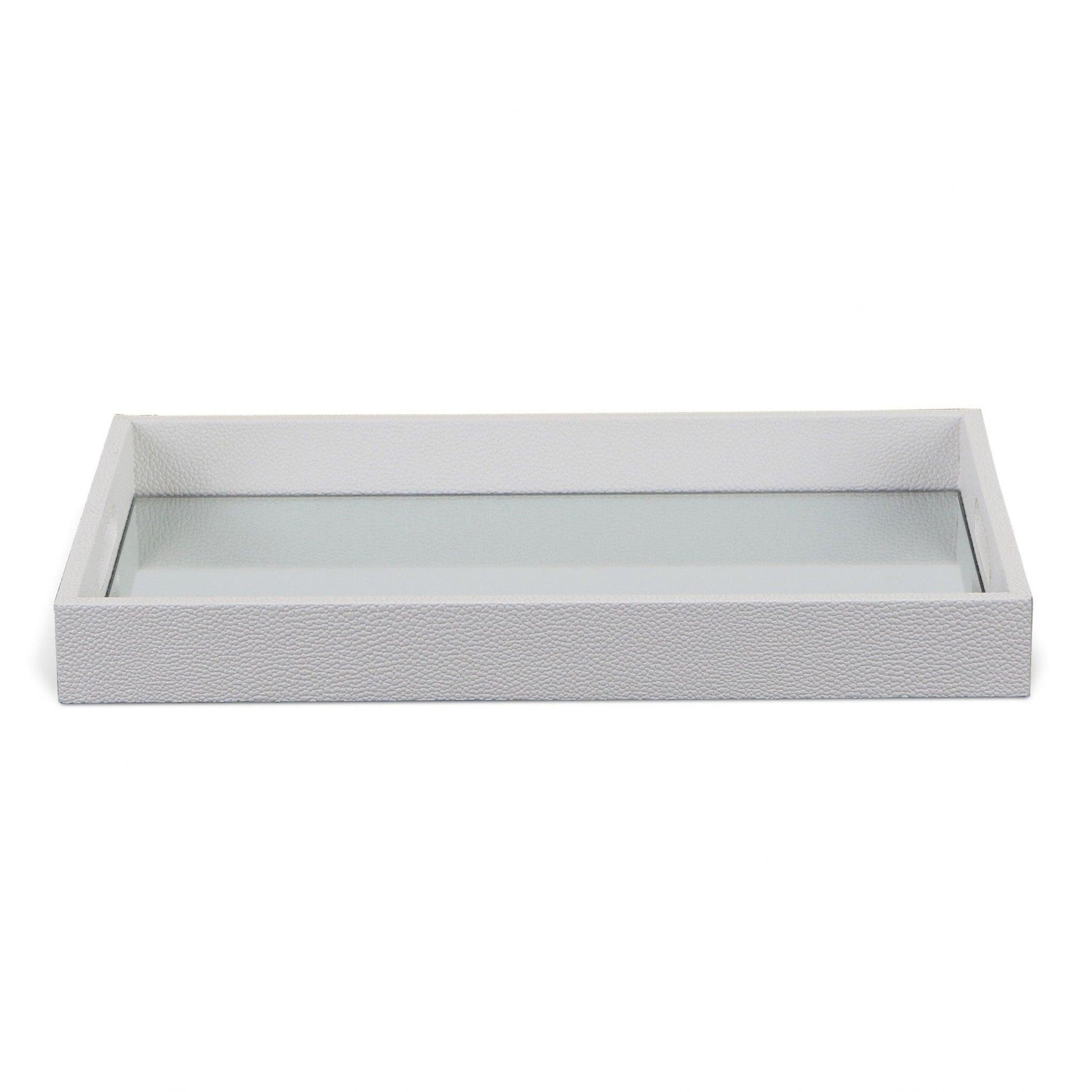 White Shagreen Tray with Beveled Mirror - AFS