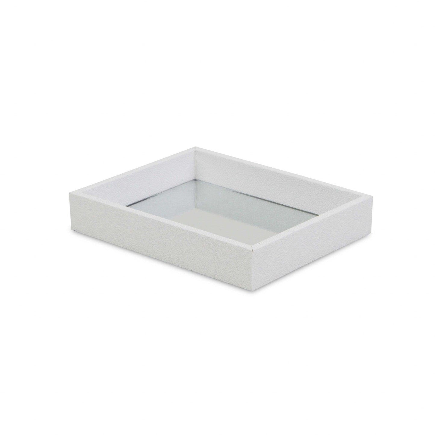 White Shagreen Mirrored Tray - AFS