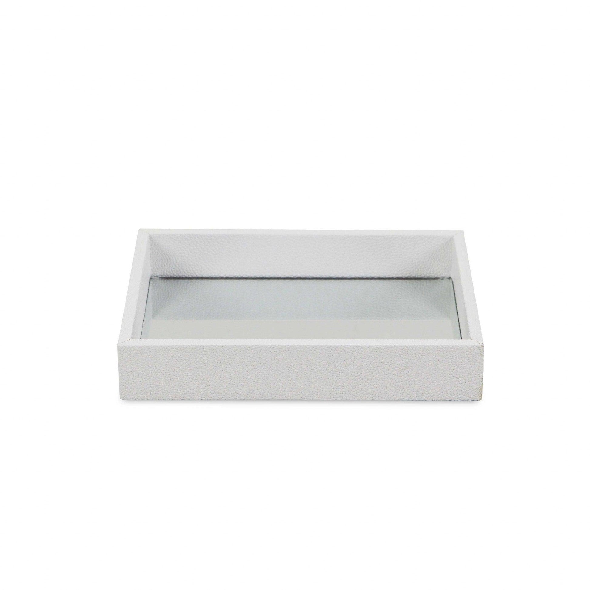 White Shagreen Mirrored Tray - AFS