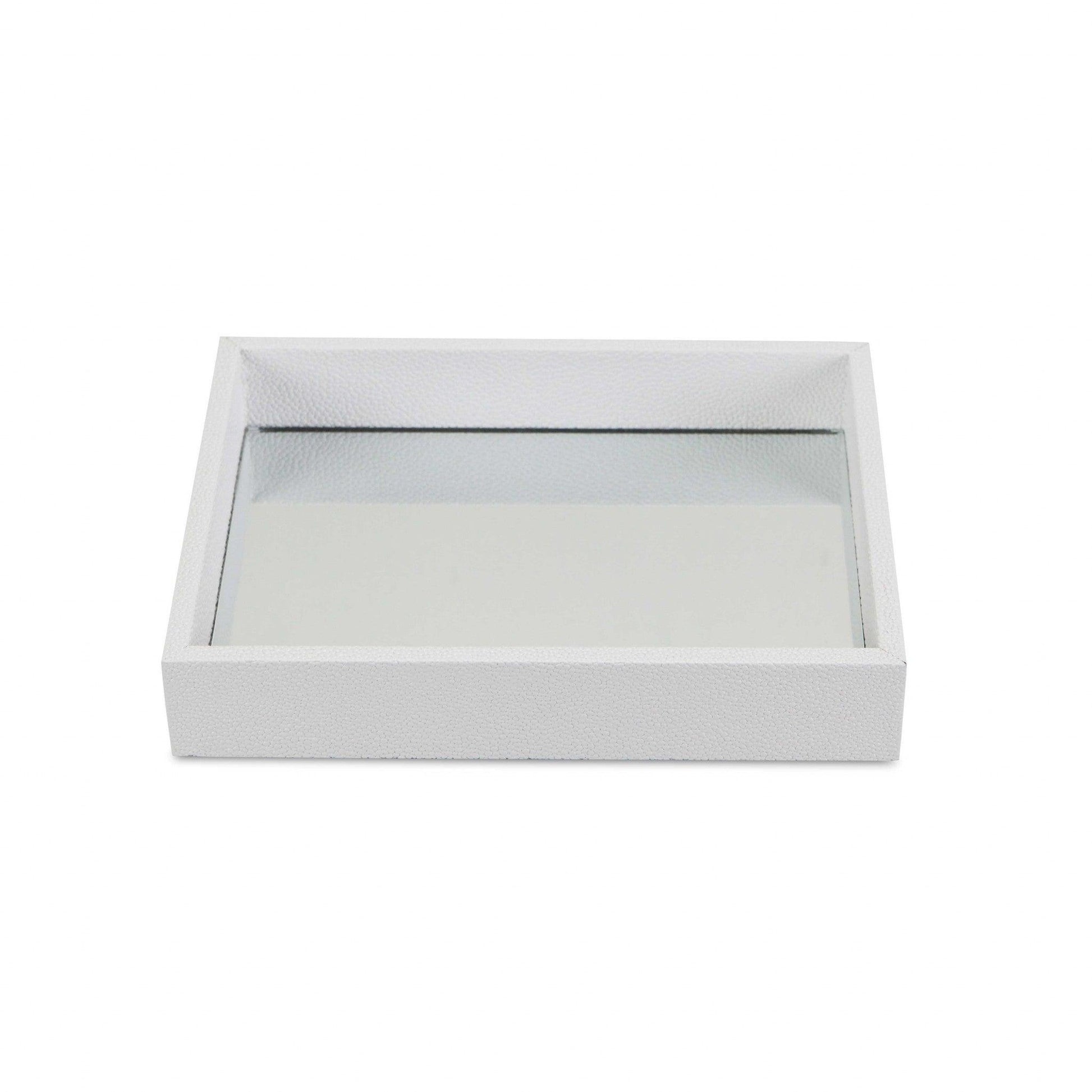 White Shagreen Mirrored Tray - AFS