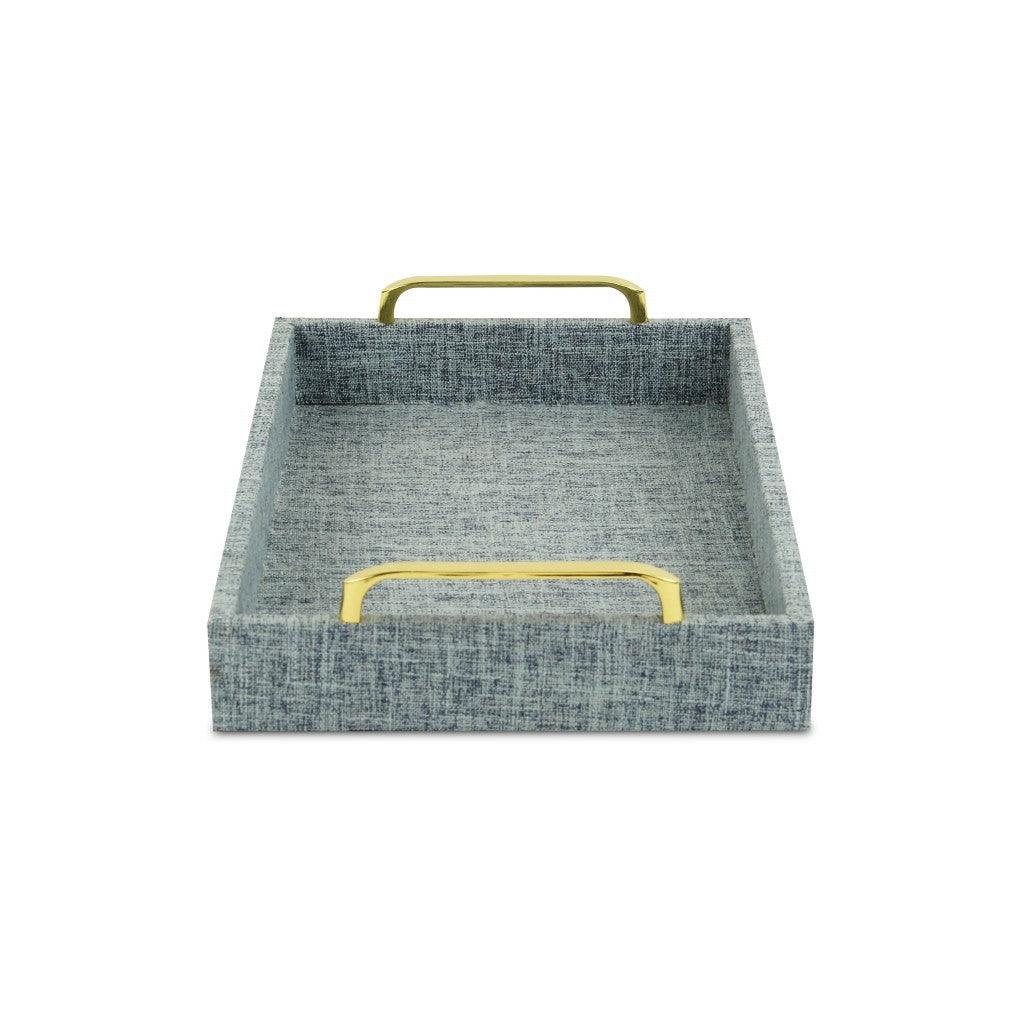 Light Blue Linen and Wooden Tray - AFS