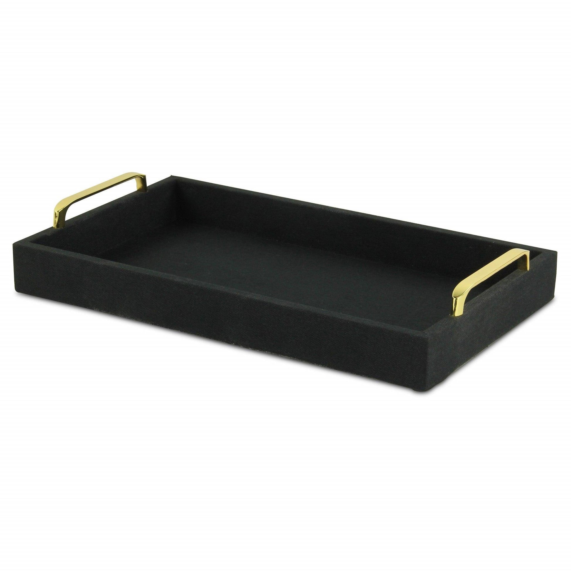 Black Linen and Wooden Tray - AFS