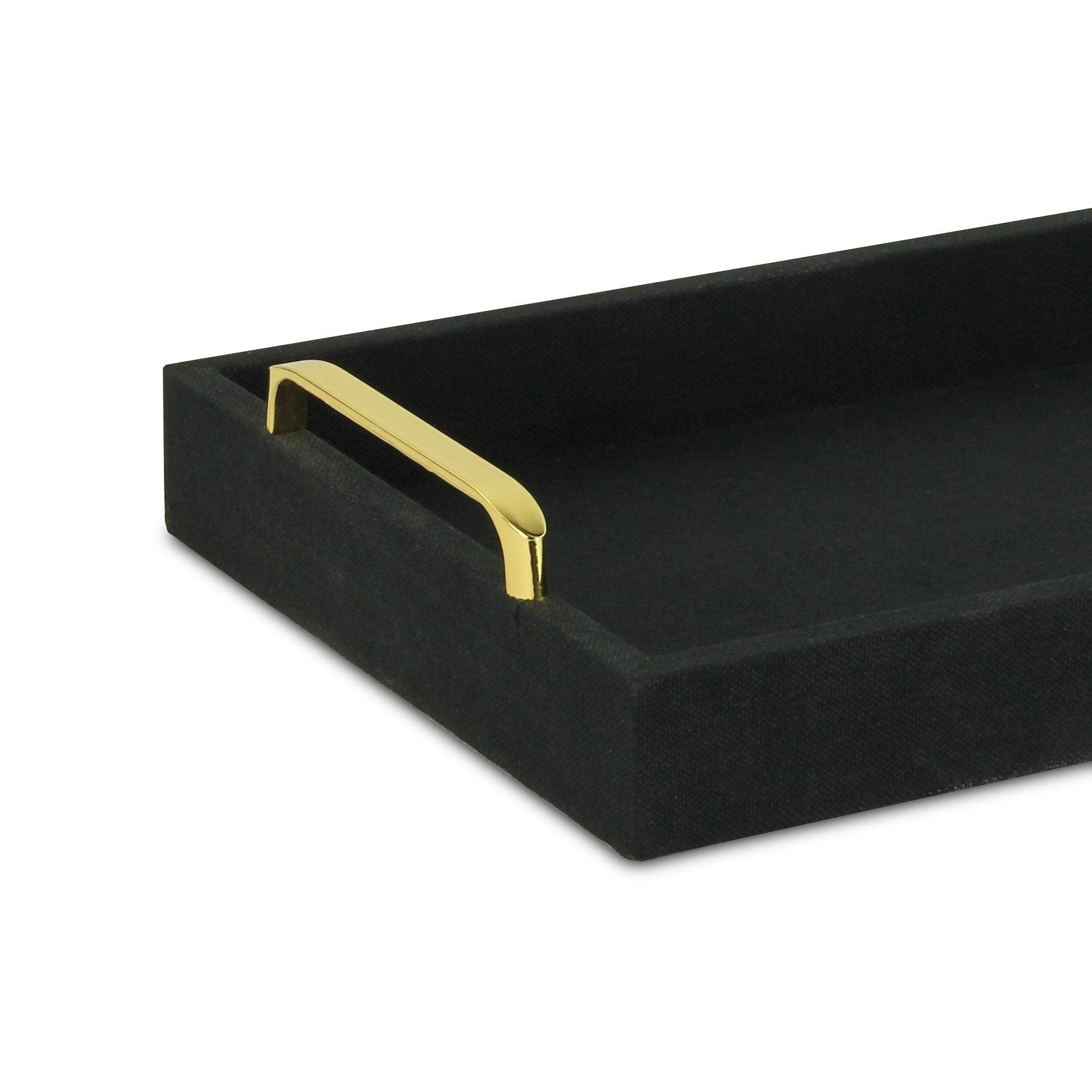 Black Linen and Wooden Tray - AFS