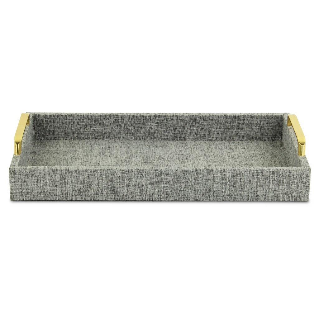 Gray Linen and Wooden Tray - AFS