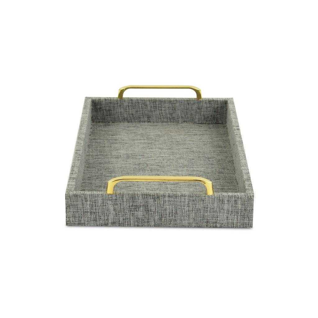 Gray Linen and Wooden Tray - AFS