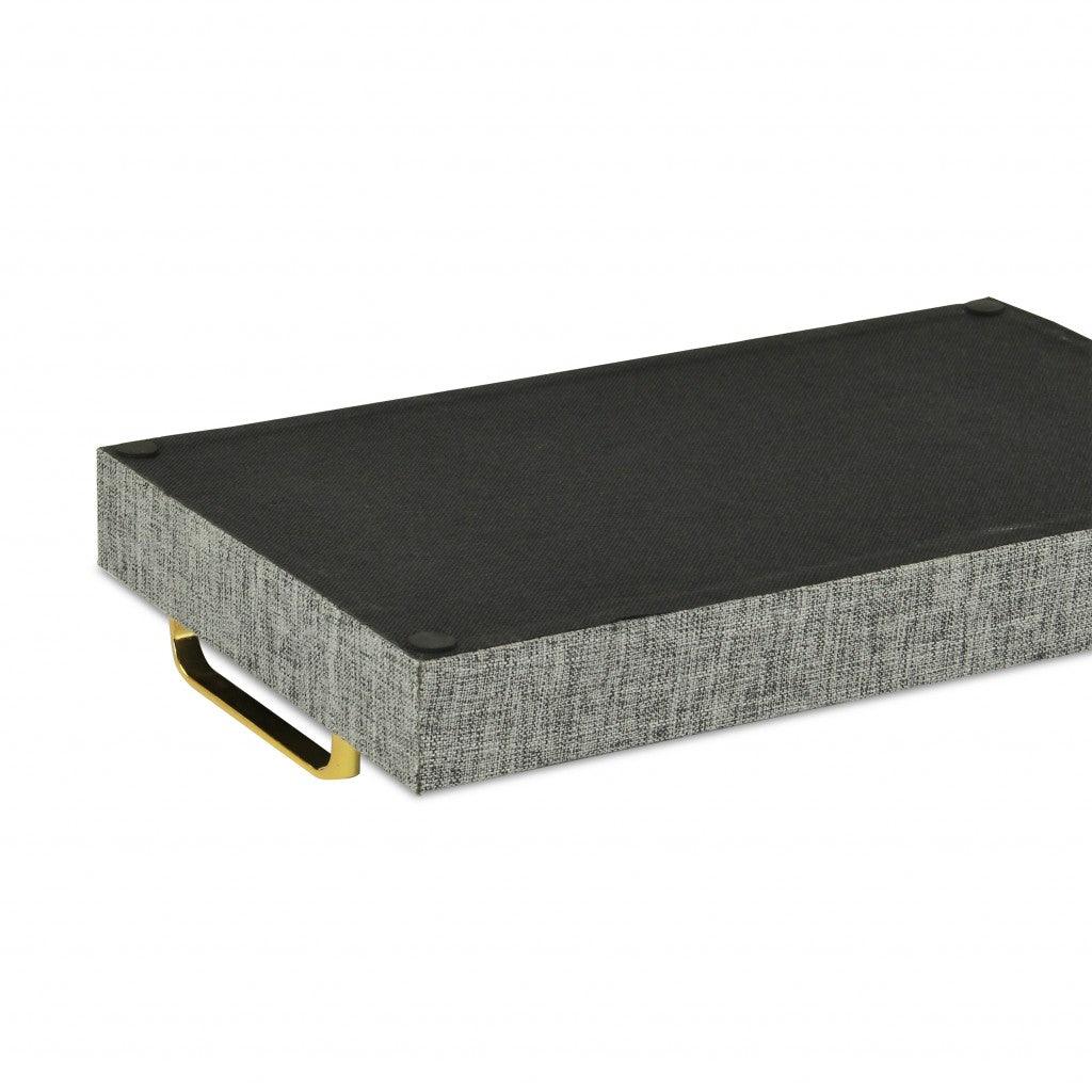 Gray Linen and Wooden Tray - AFS