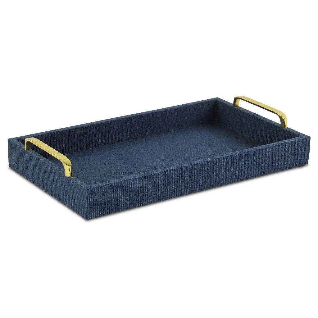 Navy Blue Linen and Wooden Tray - AFS