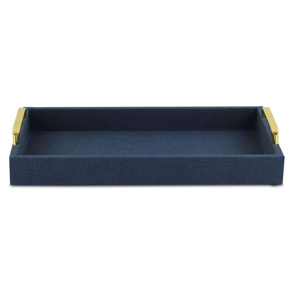 Navy Blue Linen and Wooden Tray - AFS