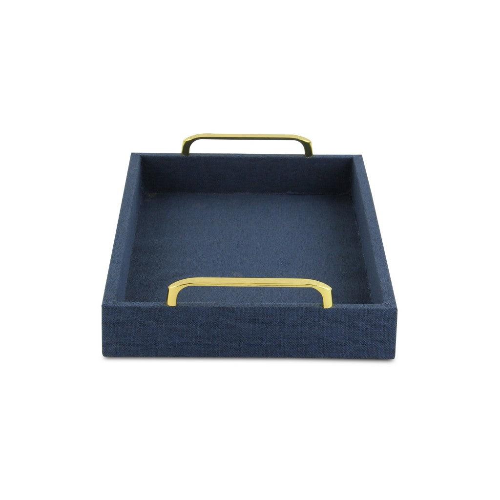 Navy Blue Linen and Wooden Tray - AFS