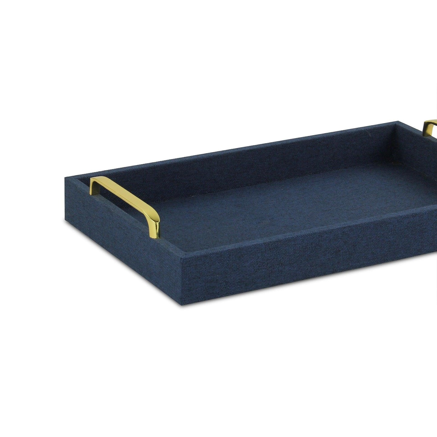 Navy Blue Linen and Wooden Tray - AFS