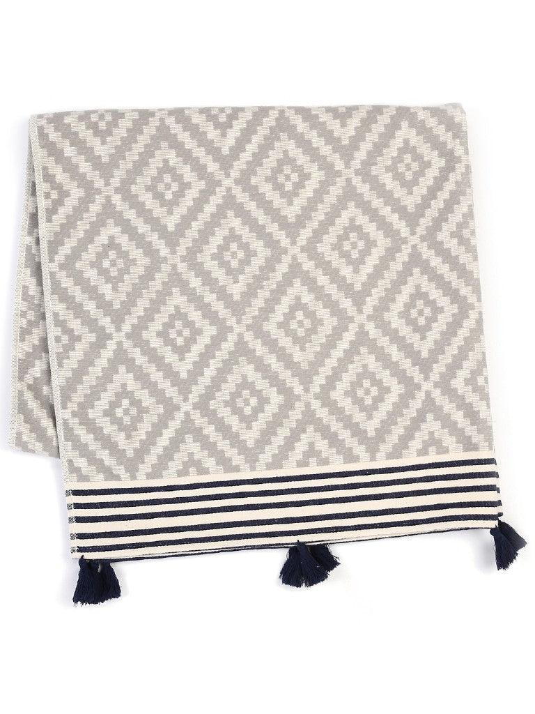 Gray Tribal Design Turkish Towel Beach Blanket - AFS