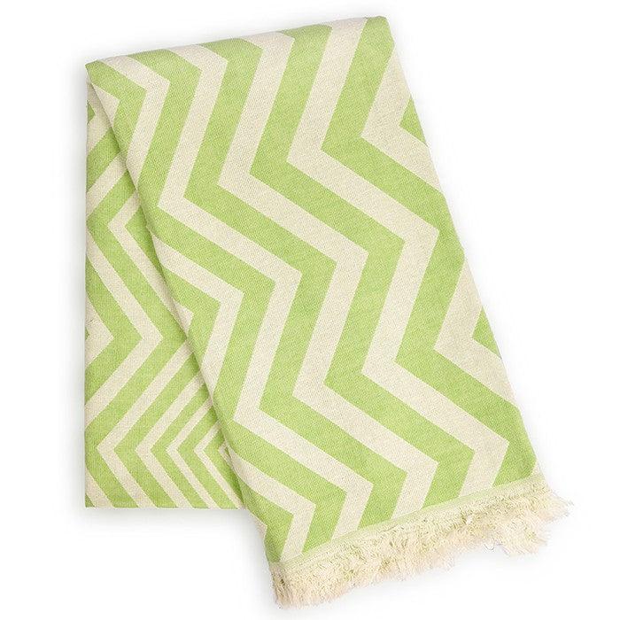 Lime Green Chevron Design Turkish Beach Blanket - AFS