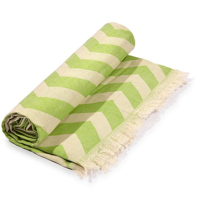 Lime Green Chevron Design Turkish Beach Blanket - AFS