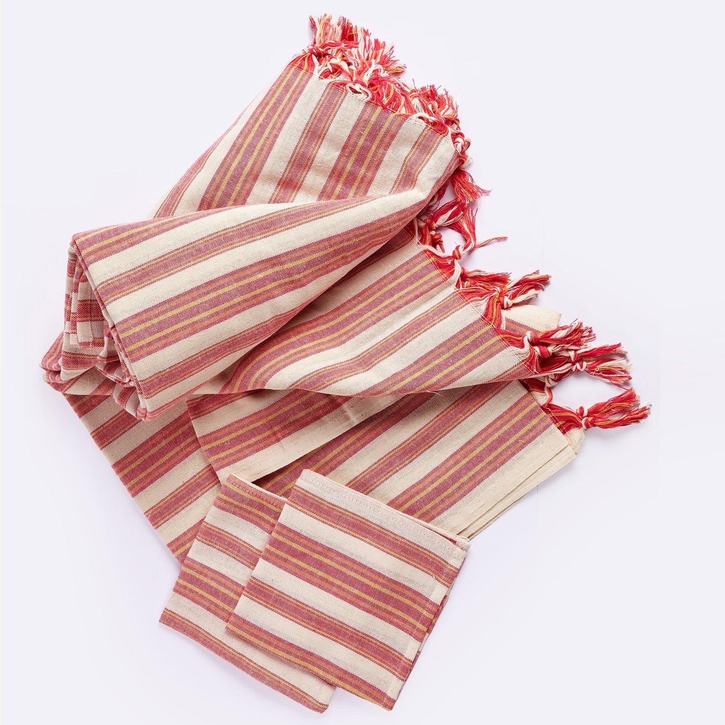 Boho Sunset Color Striped Tablecloth Set - AFS