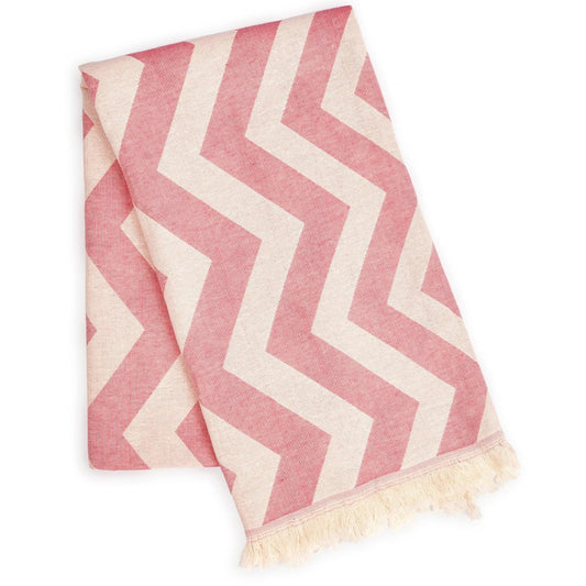 Berry Pink Chevron Design Turkish Beach Blanket - AFS