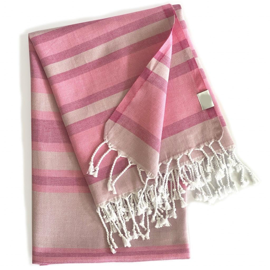 Shades of Pink Striped Design Turkish Beach Blanket - AFS