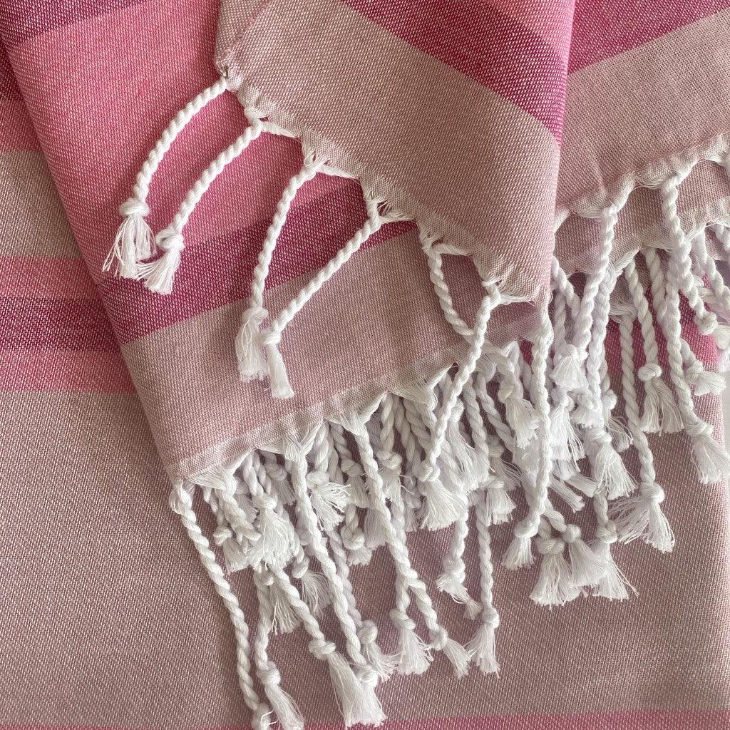 Shades of Pink Striped Design Turkish Beach Blanket - AFS