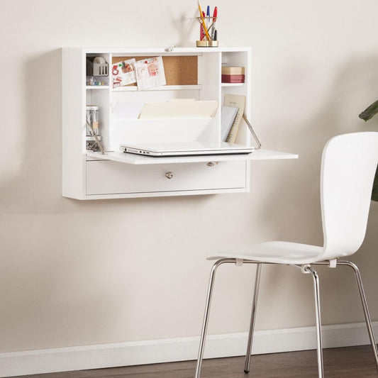 White Wall Mount Folding Desk - AFS