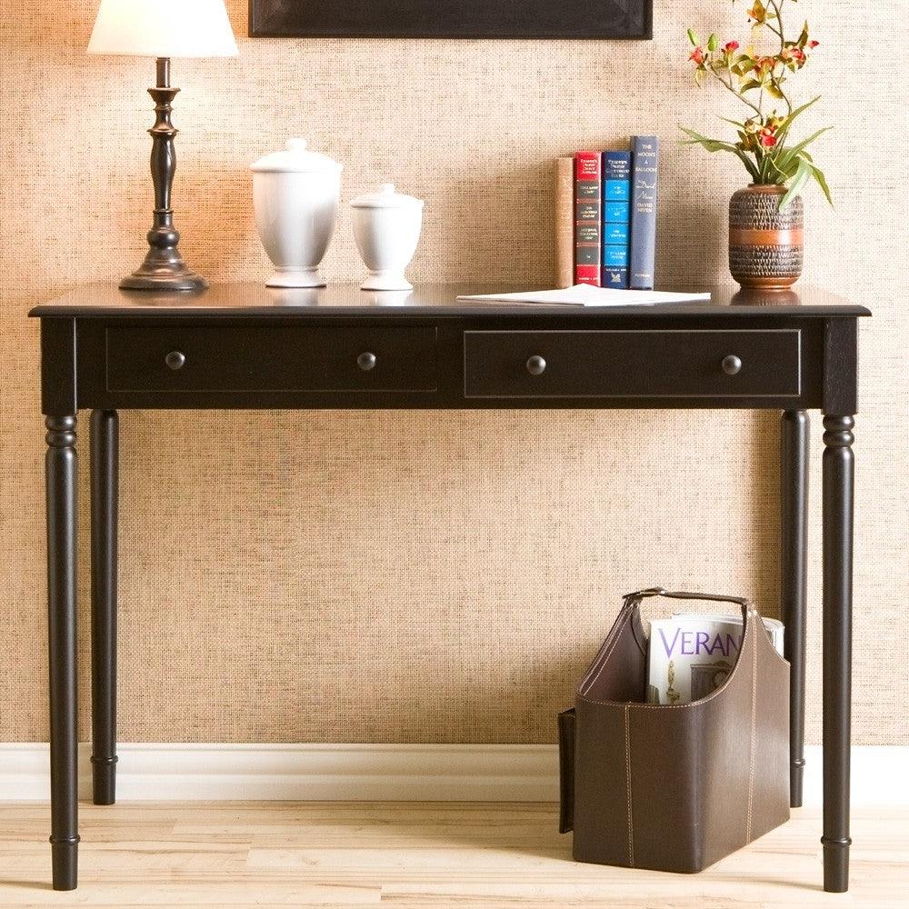Satin Black Desk with Drawers - AFS
