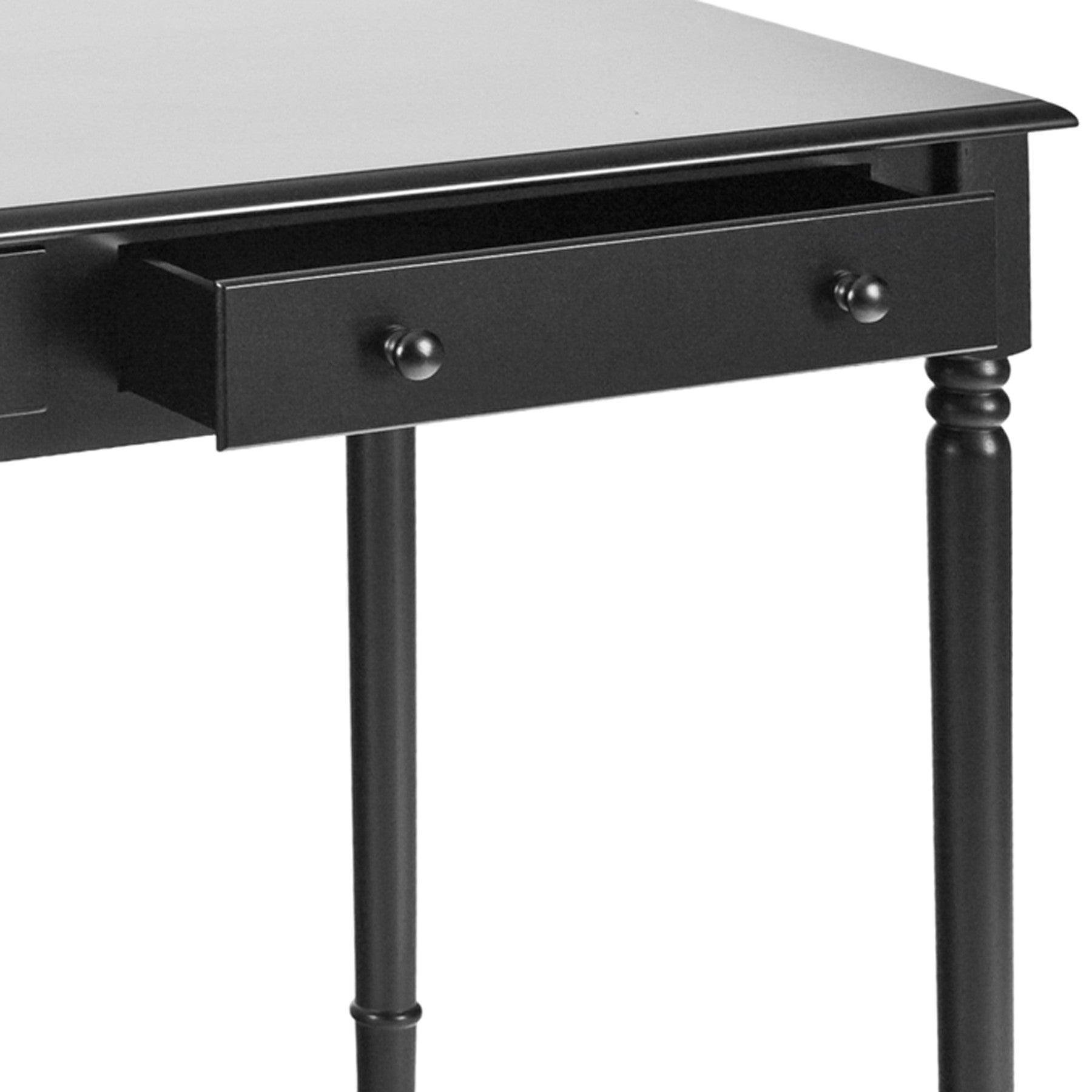 Satin Black Desk with Drawers - AFS
