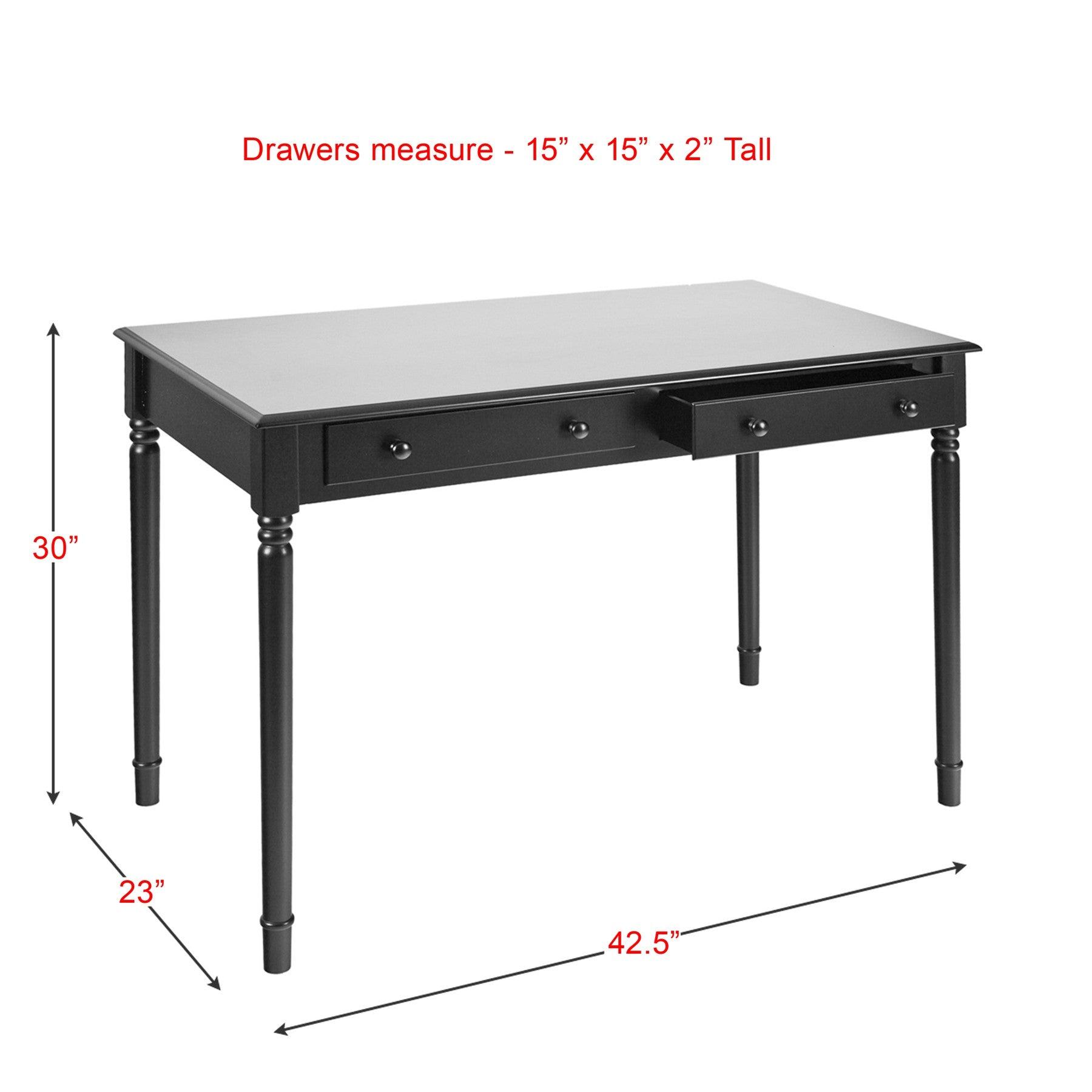 Satin Black Desk with Drawers - AFS