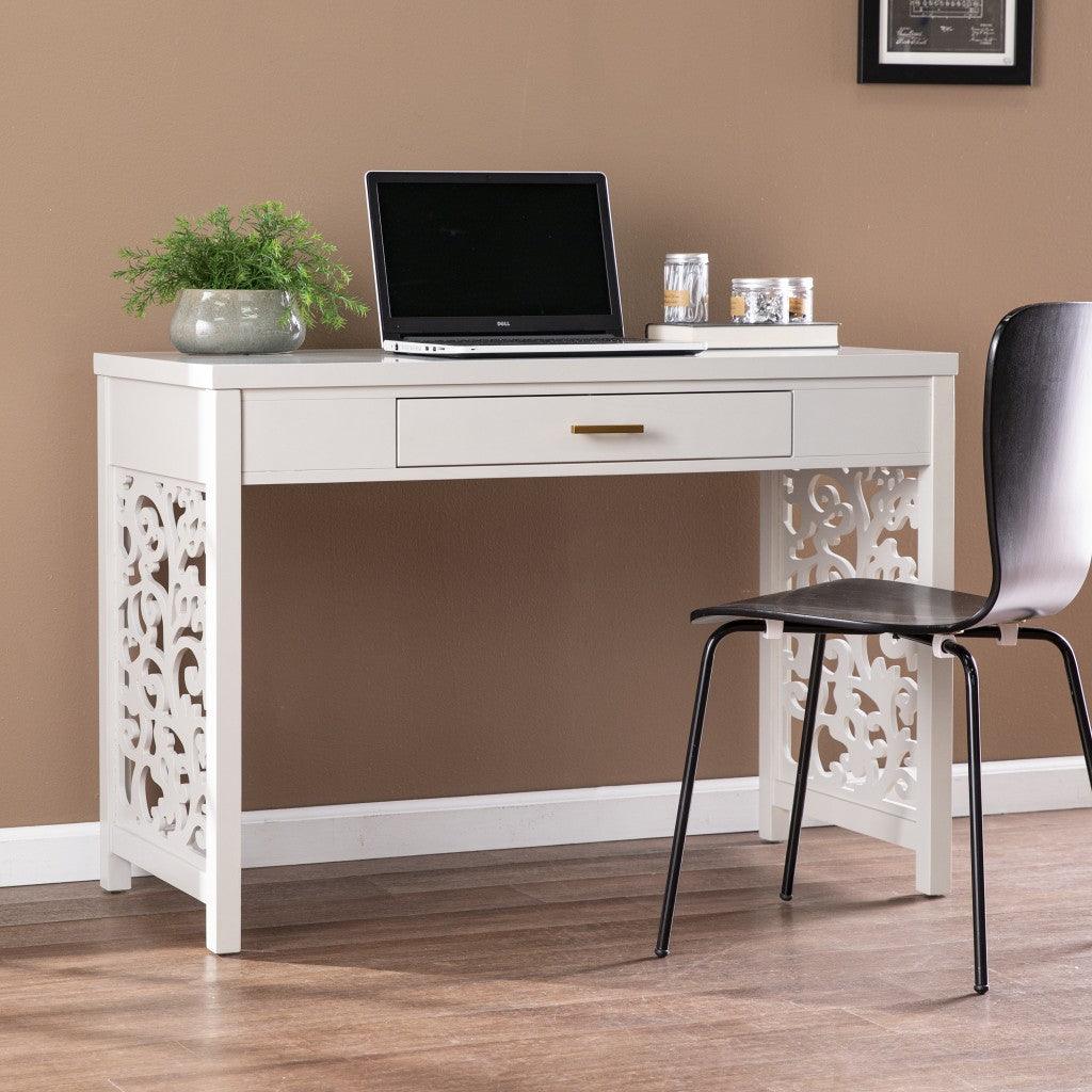 Gray Lattice Desk with Storage - AFS