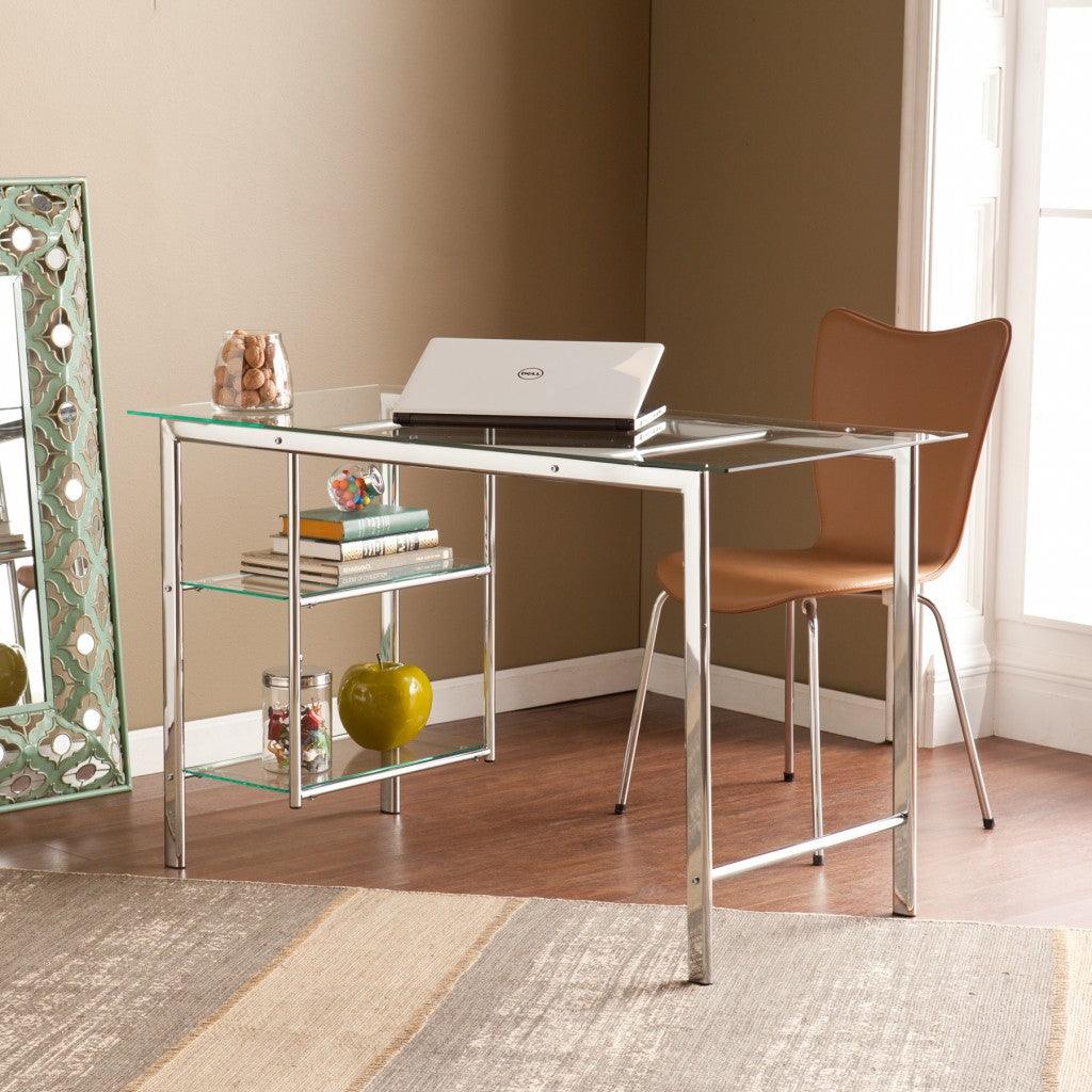 Chrome and Glass Writing Desk - AFS