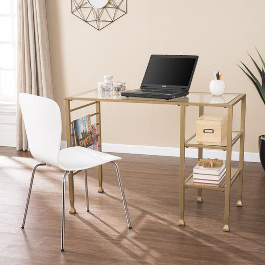 Matt Gold and Glass Writing Desk - AFS