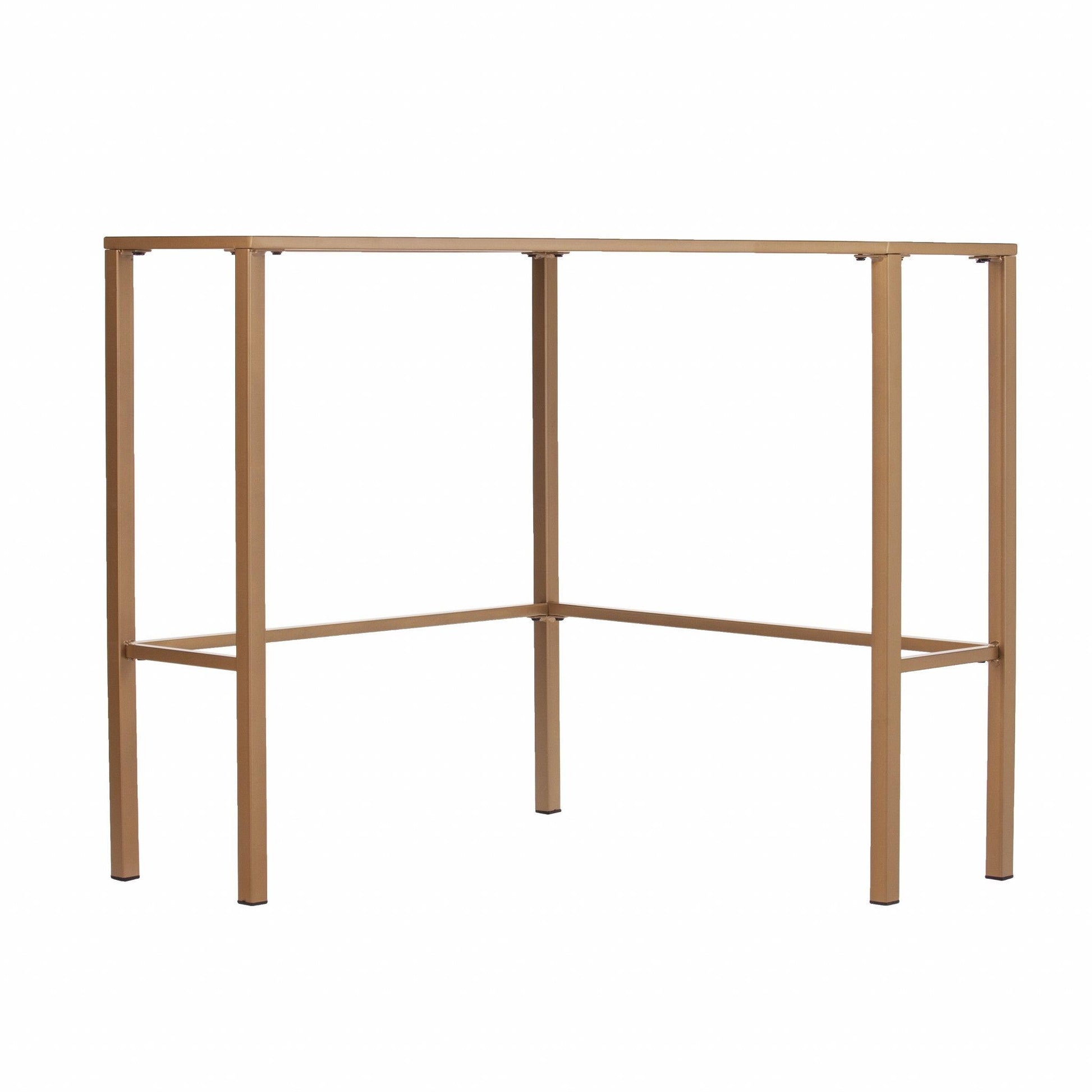 Soft Gold Metal and Glass Corner Desk - AFS