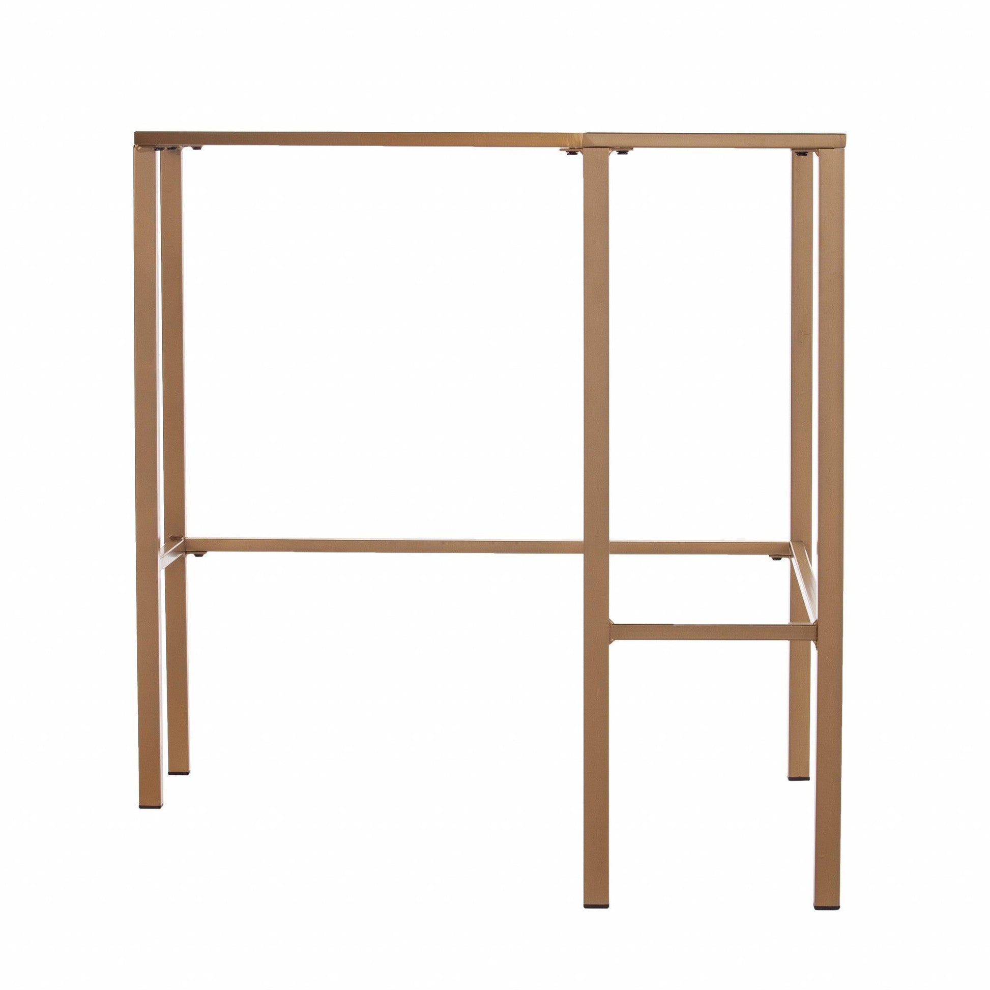 Soft Gold Metal and Glass Corner Desk - AFS