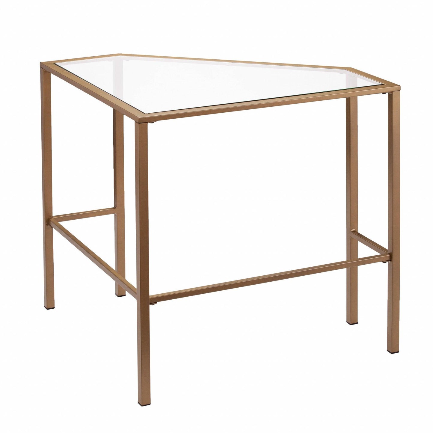 Soft Gold Metal and Glass Corner Desk - AFS