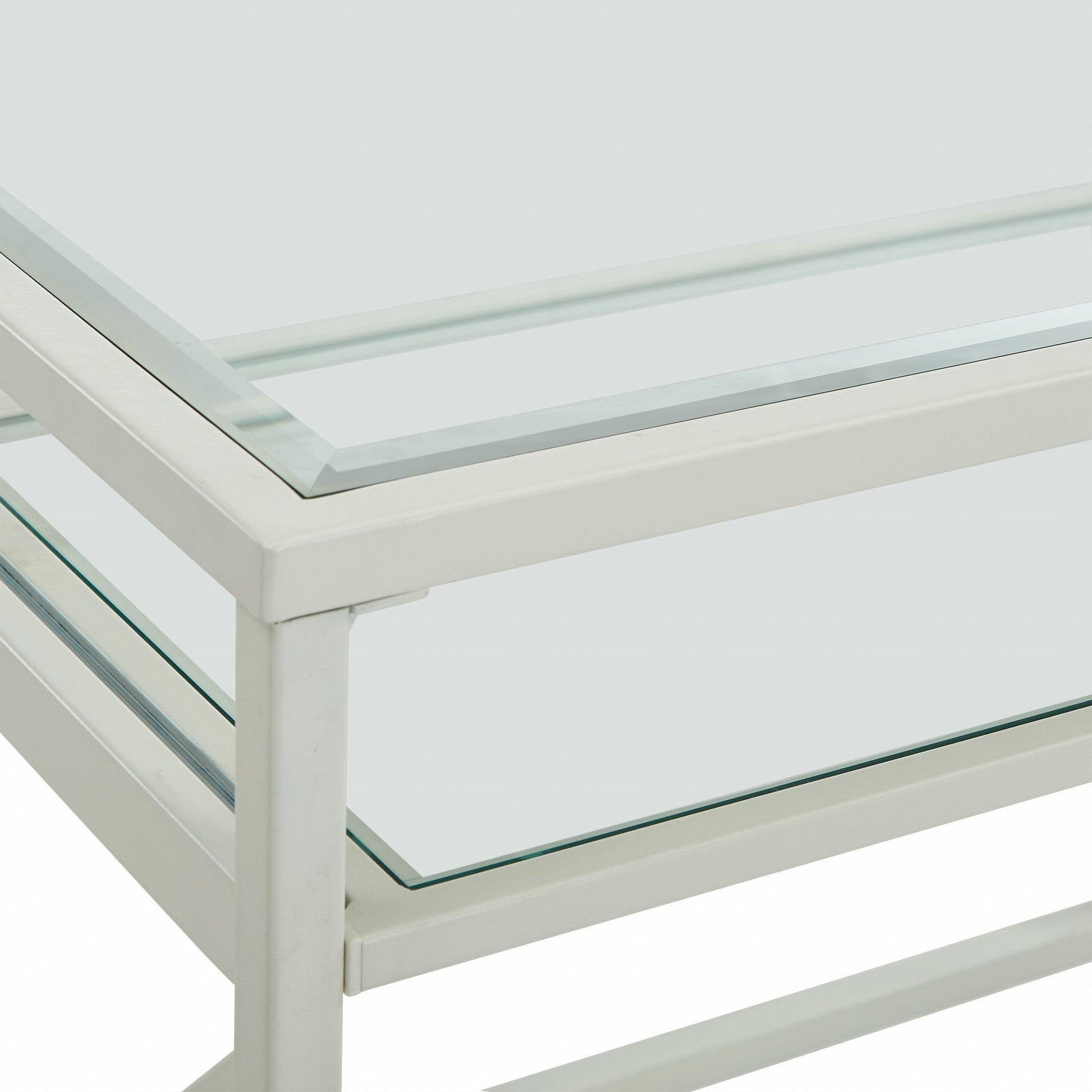 White Metal and Glass Compact Desk - AFS