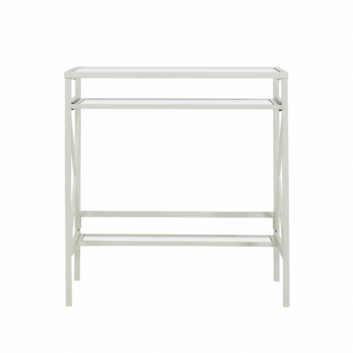 White Metal and Glass Compact Desk - AFS