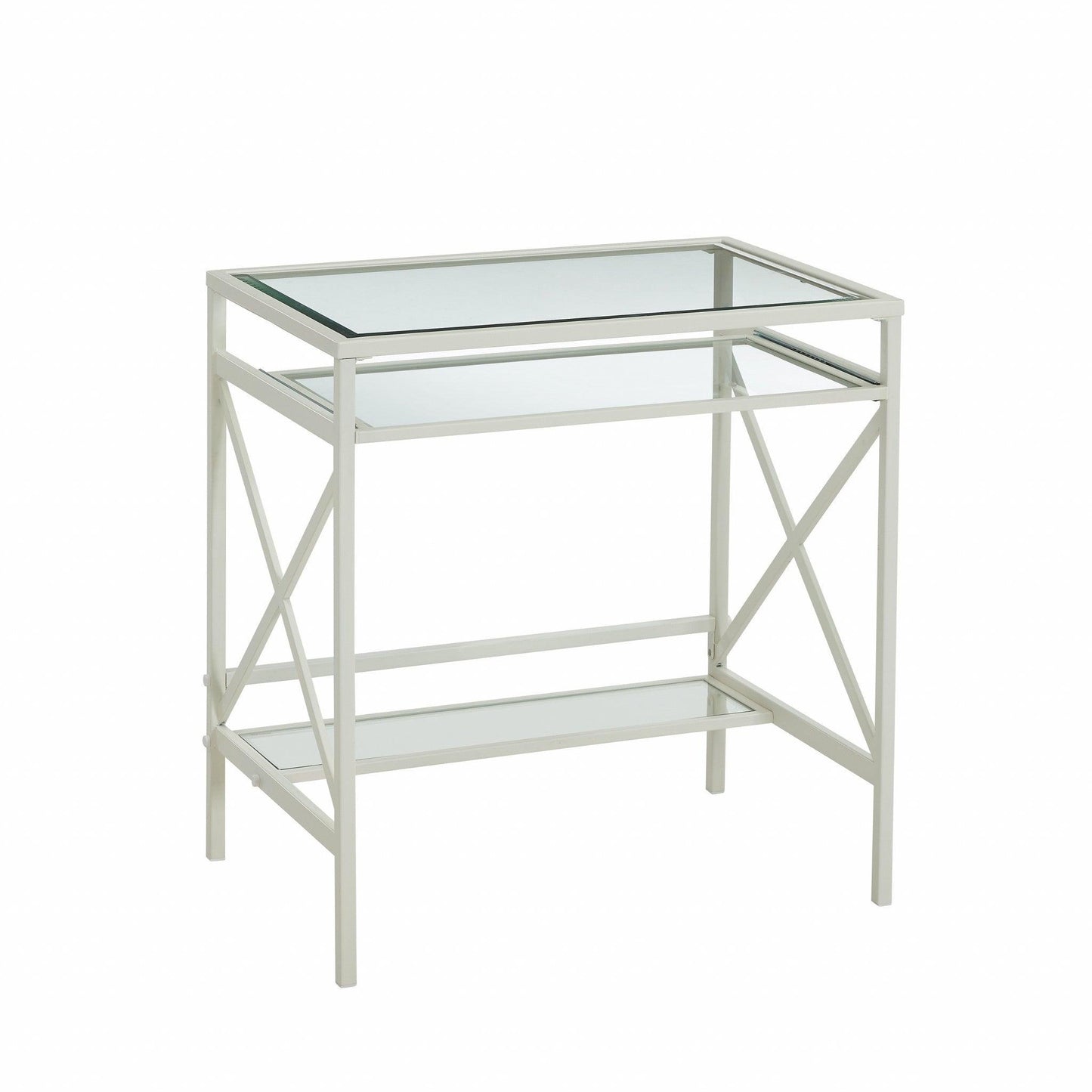 White Metal and Glass Compact Desk - AFS