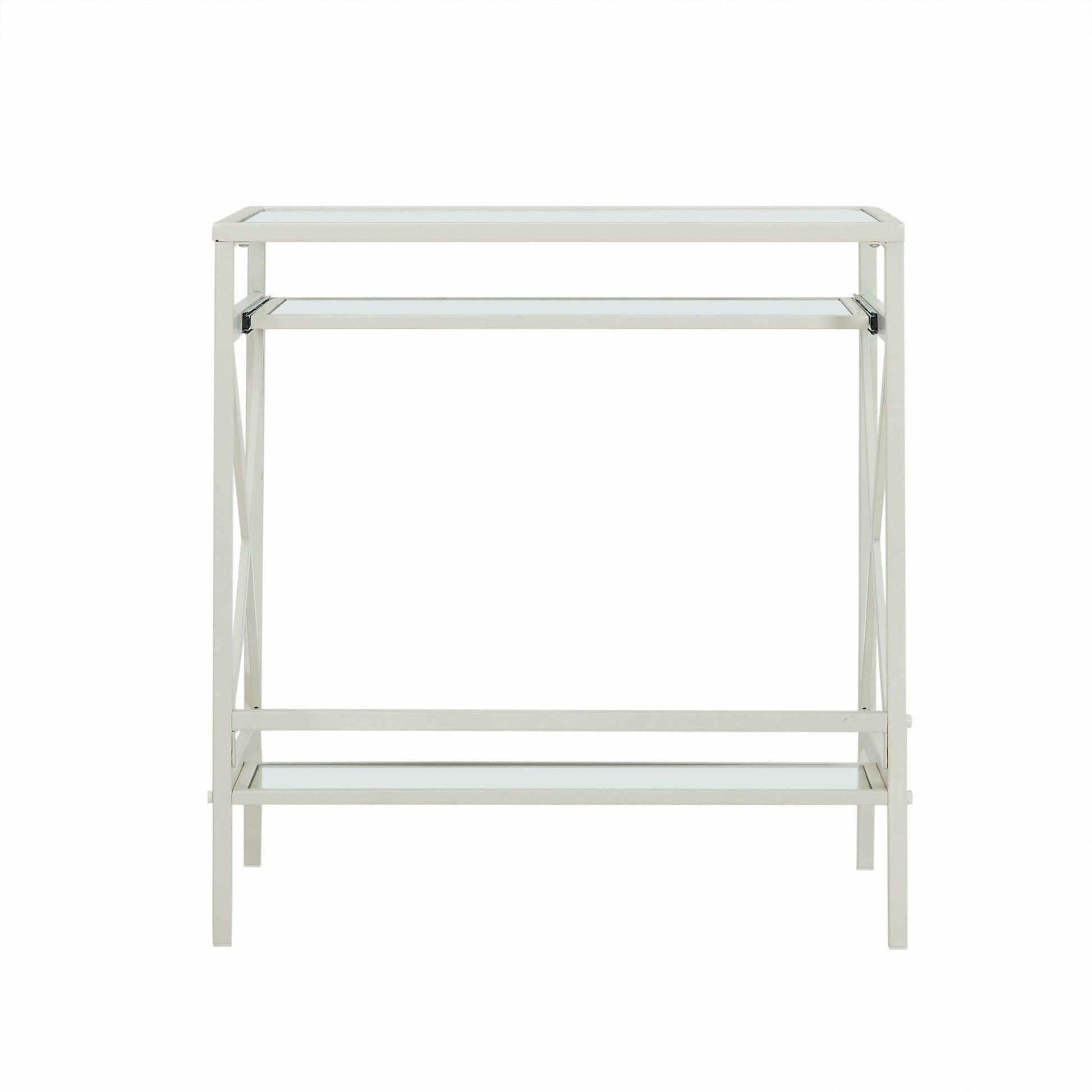 White Metal and Glass Compact Desk - AFS