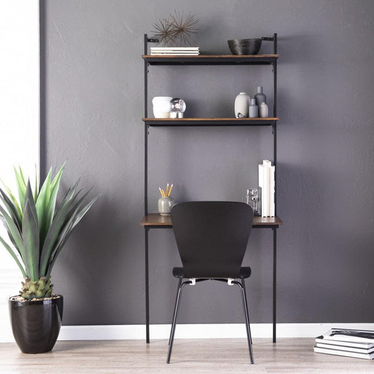 Dark Tobacco and Black Wall Mounted Floating Desk - AFS